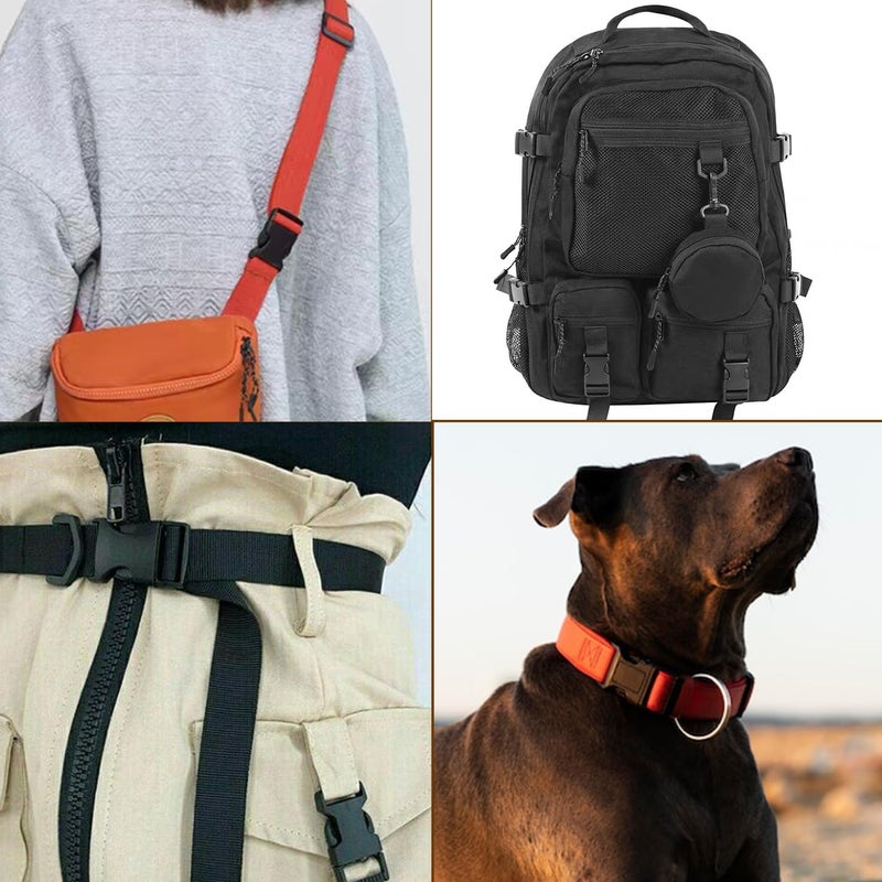 CooBigo 10 Pack Plastic 3/4" Side Release Buckle Dual Adjustable Outdoor Camping Tactical Backpack Belt Strap Webbing Bag Hardware Accessories 3/4" Dual Release Buckles Black - Image 5